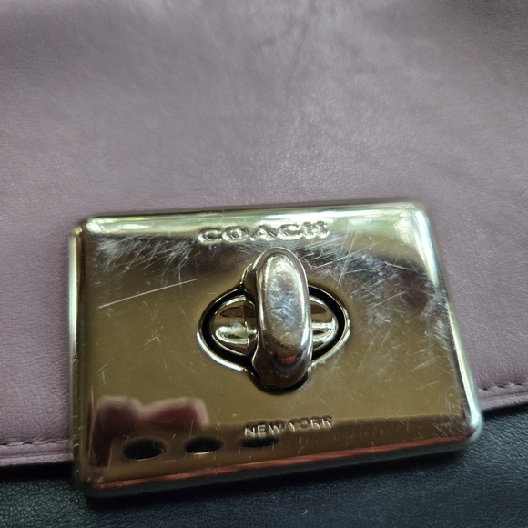 Coach Leather Color Block Shoulder Bag with Chain Strap - Picture 3 of 7